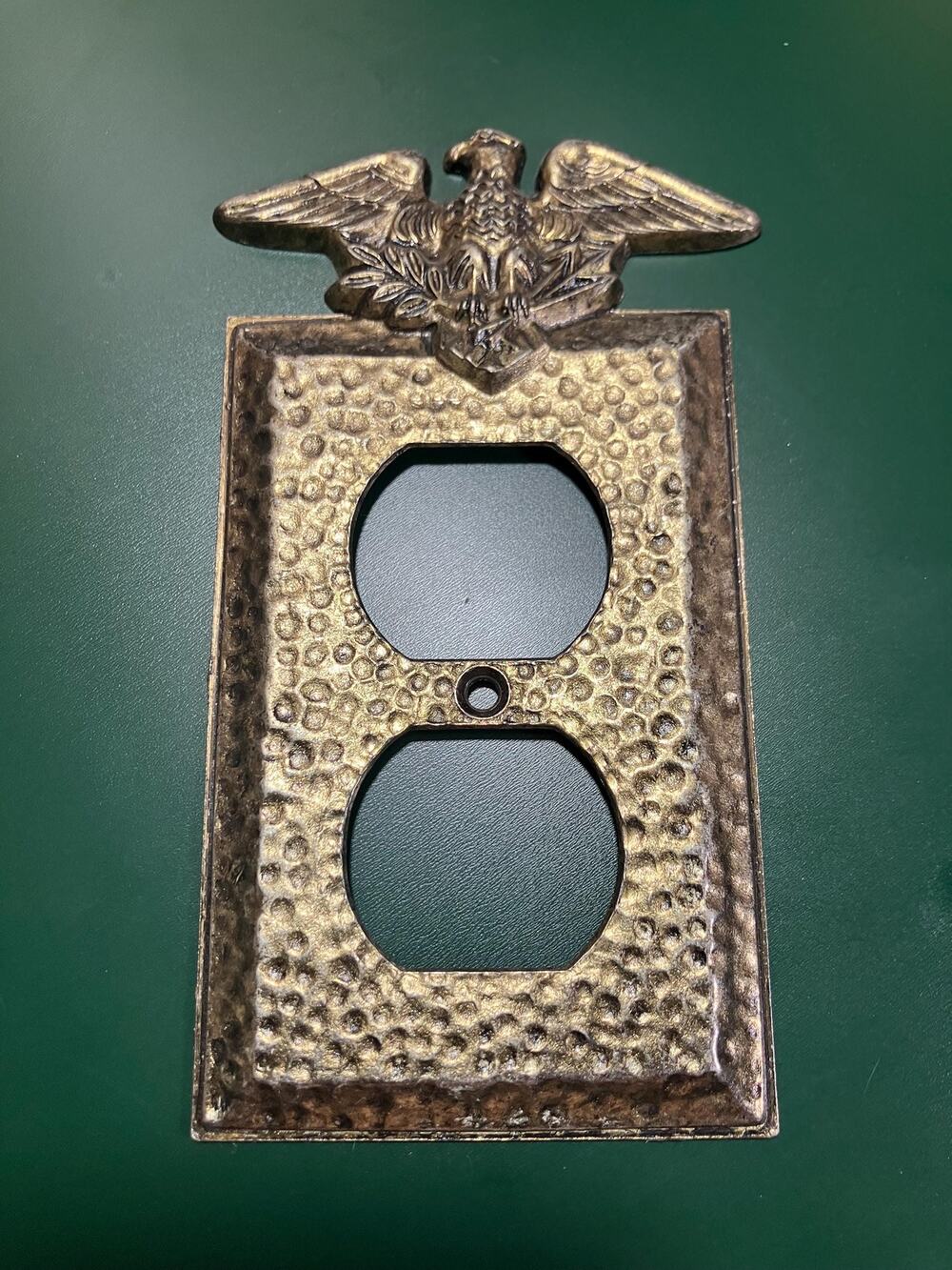 Vintage Eagle Switch Plate Outlet Covers Set of 5 | Antiqued Brass Tone Metal